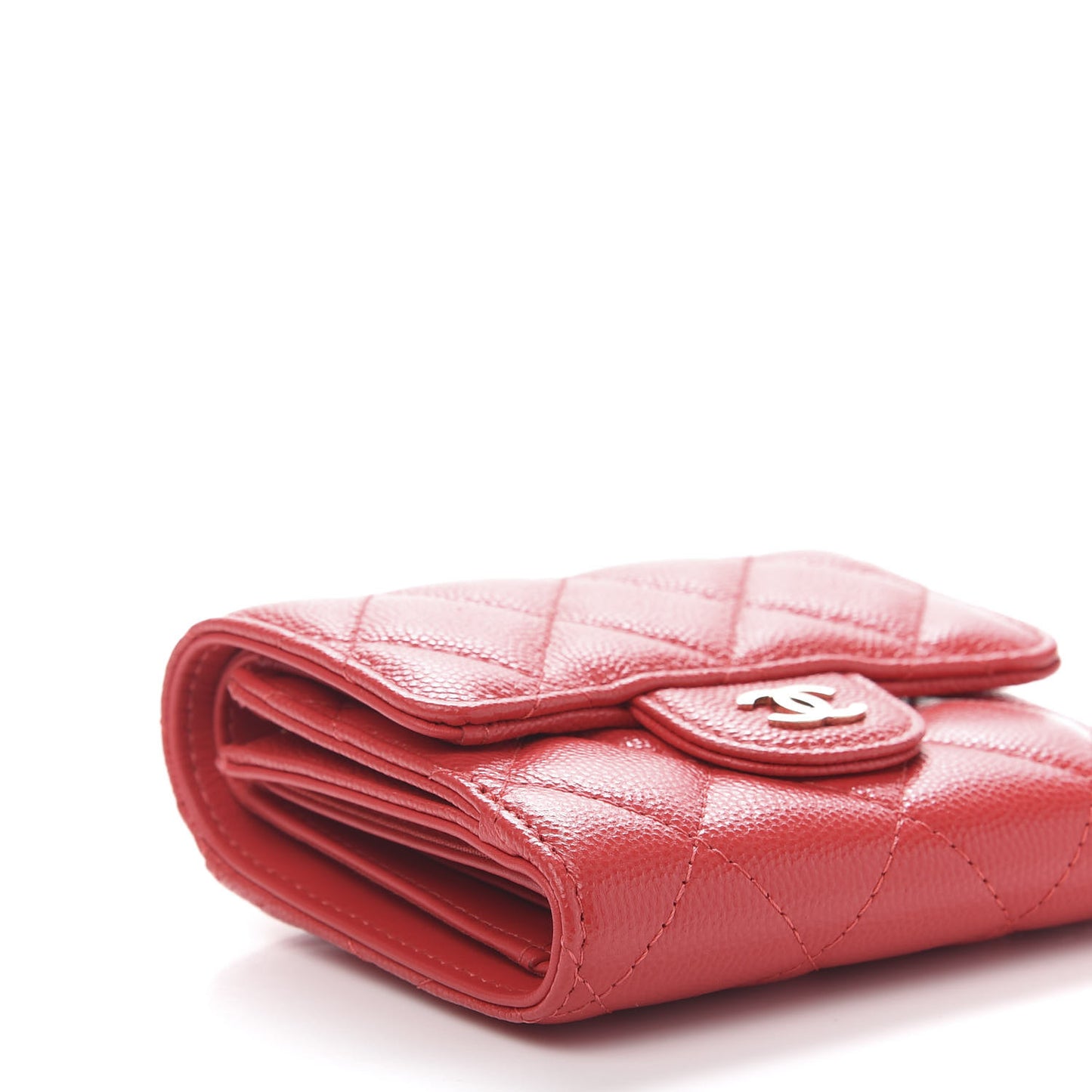 Caviar Quilted Small Flap Wallet Red