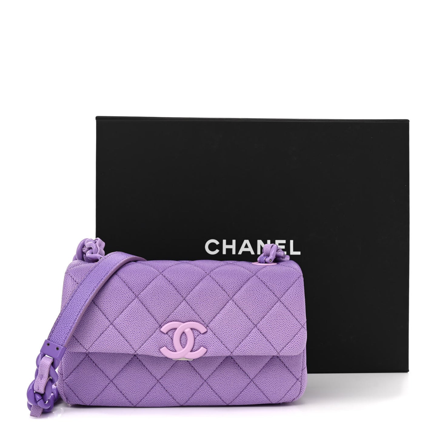 Shaded Caviar Quilted My Everything Small Flap Purple Light Purple