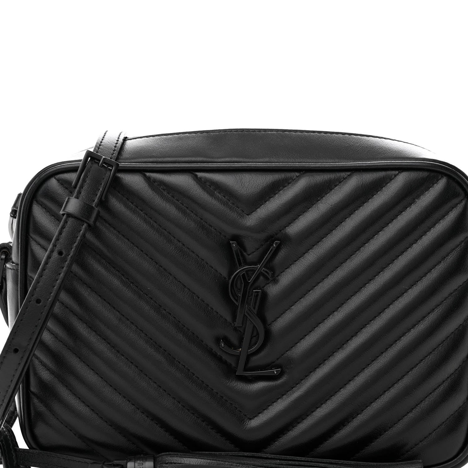 Saint Laurent Calfskin Matelasse Monogram Monochrome Lou Camera Bag Black 8 of 16