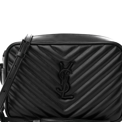 Saint Laurent Calfskin Matelasse Monogram Monochrome Lou Camera Bag Black 8 of 16