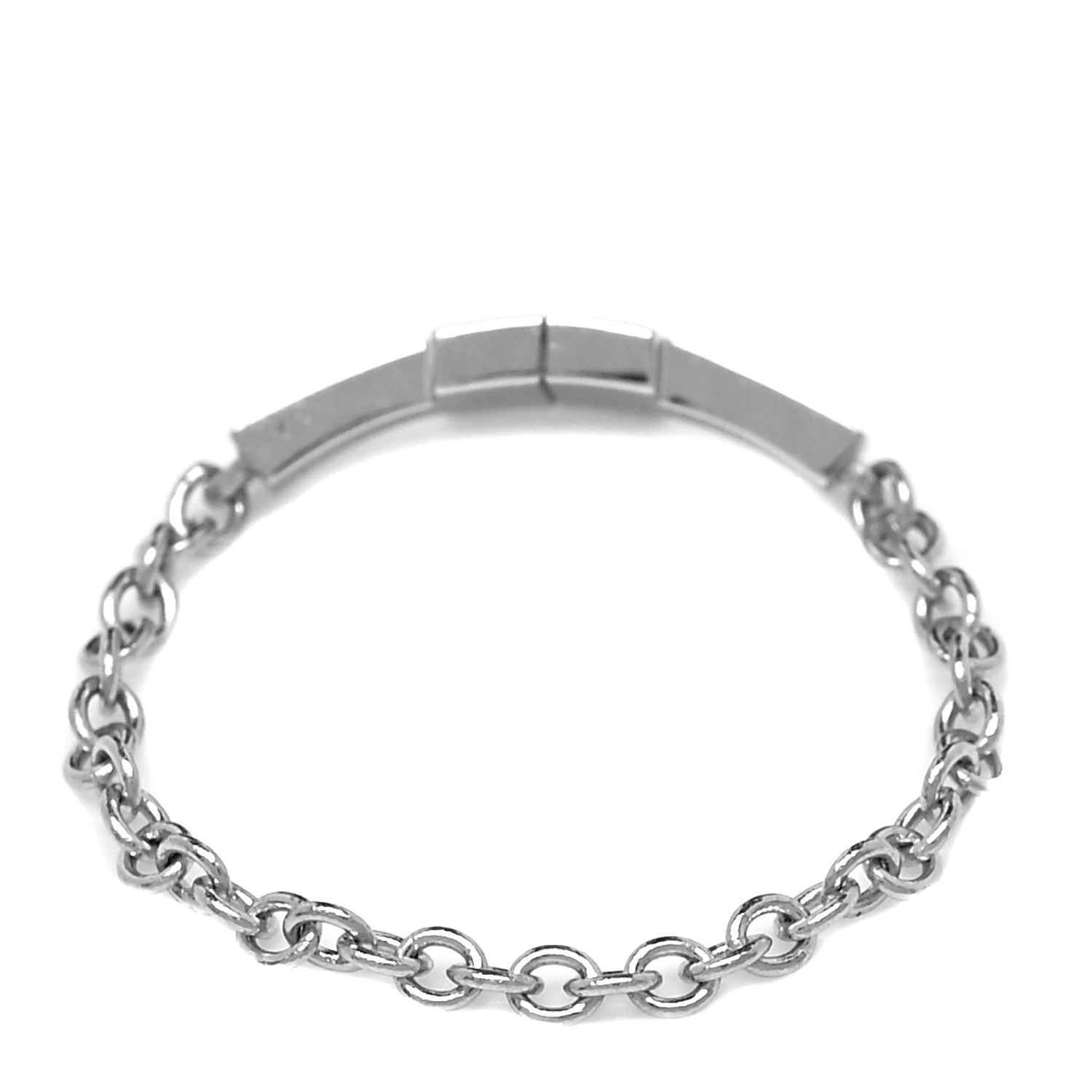 Tiffany 18K White Gold Diamond T Chain Ring 49 4.75 3 of 4