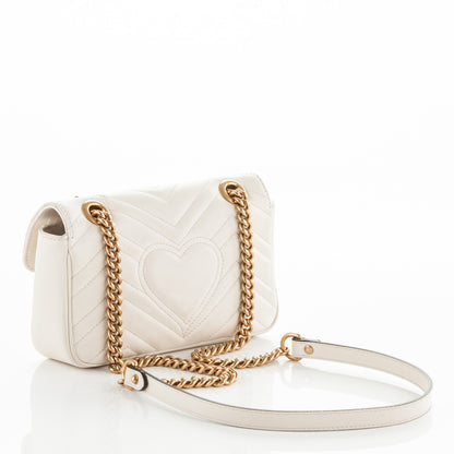 Gucci Calfskin Matelasse Mini GG Marmont Shoulder Bag White 3 of 7