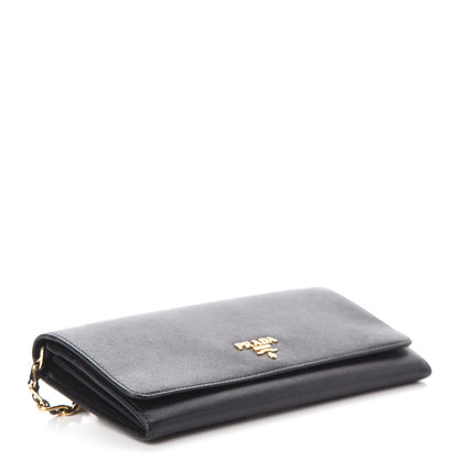 Prada Saffiano Metal Oro Chain Wallet Black 4 of 6