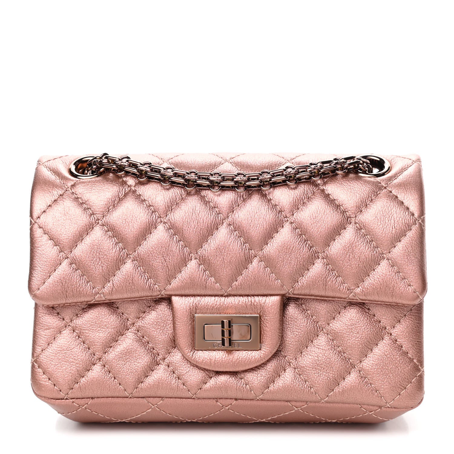 Chanel Metallic Grained Calfskin Quilted 2.55 Reissue Mini Flap Copper Pink 1 of 4