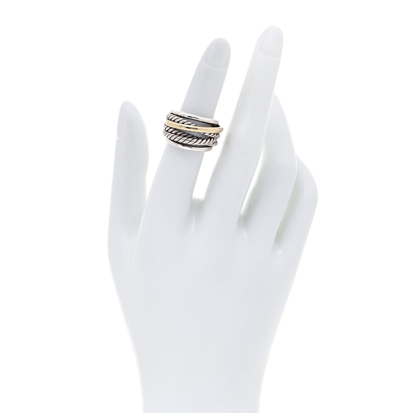 Sterling Silver 14K Yellow Gold Narrow Crossover Ring 49 5