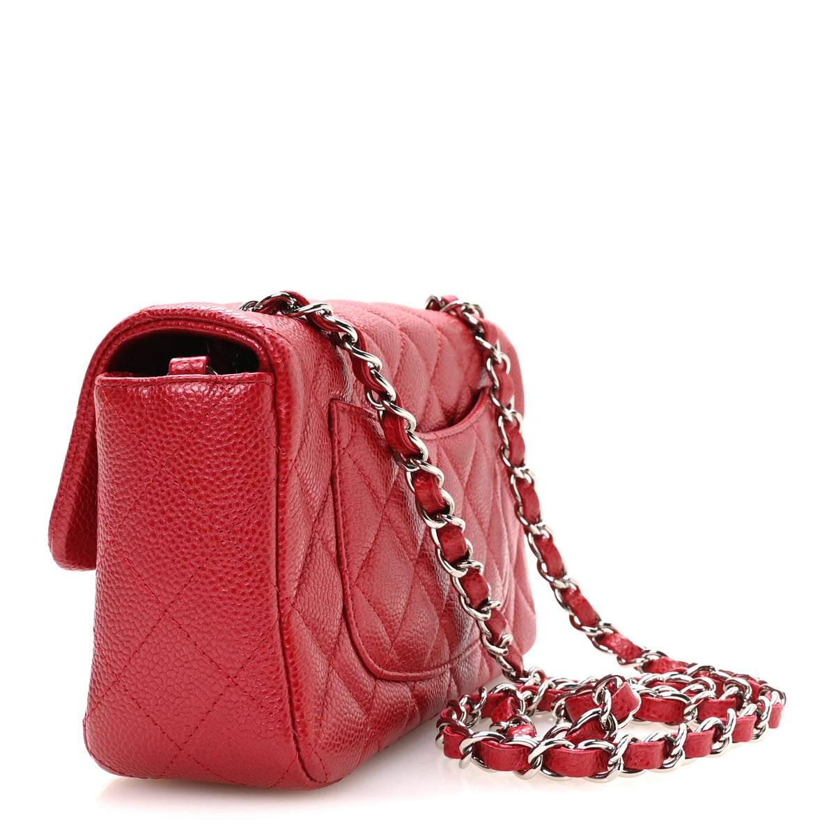 Caviar Quilted Mini Rectangular Flap Red