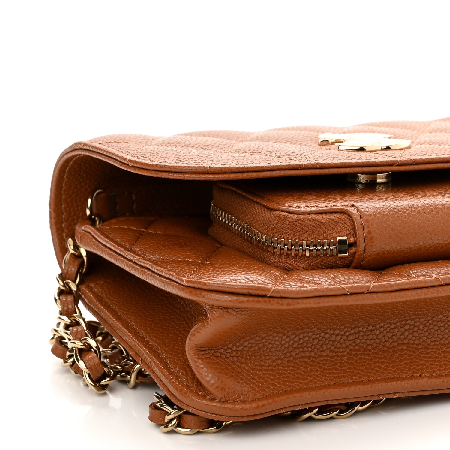 Chanel Caviar Quilted Business Affinity Clutch With Chain Flap Camel 10 of 12