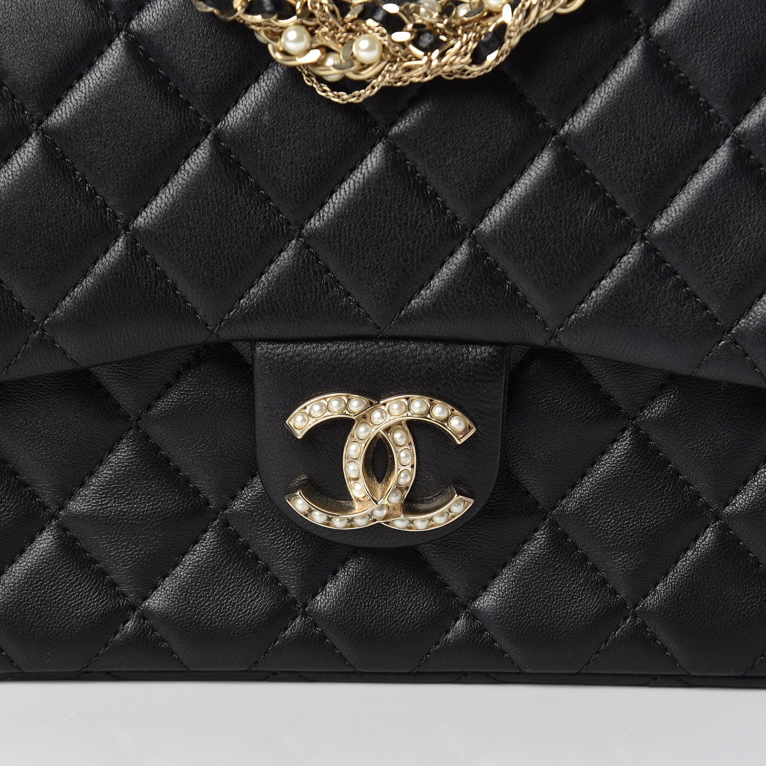 Chanel Lambskin Quilted Medium Westminster Pearl Flap Black 10 of 10