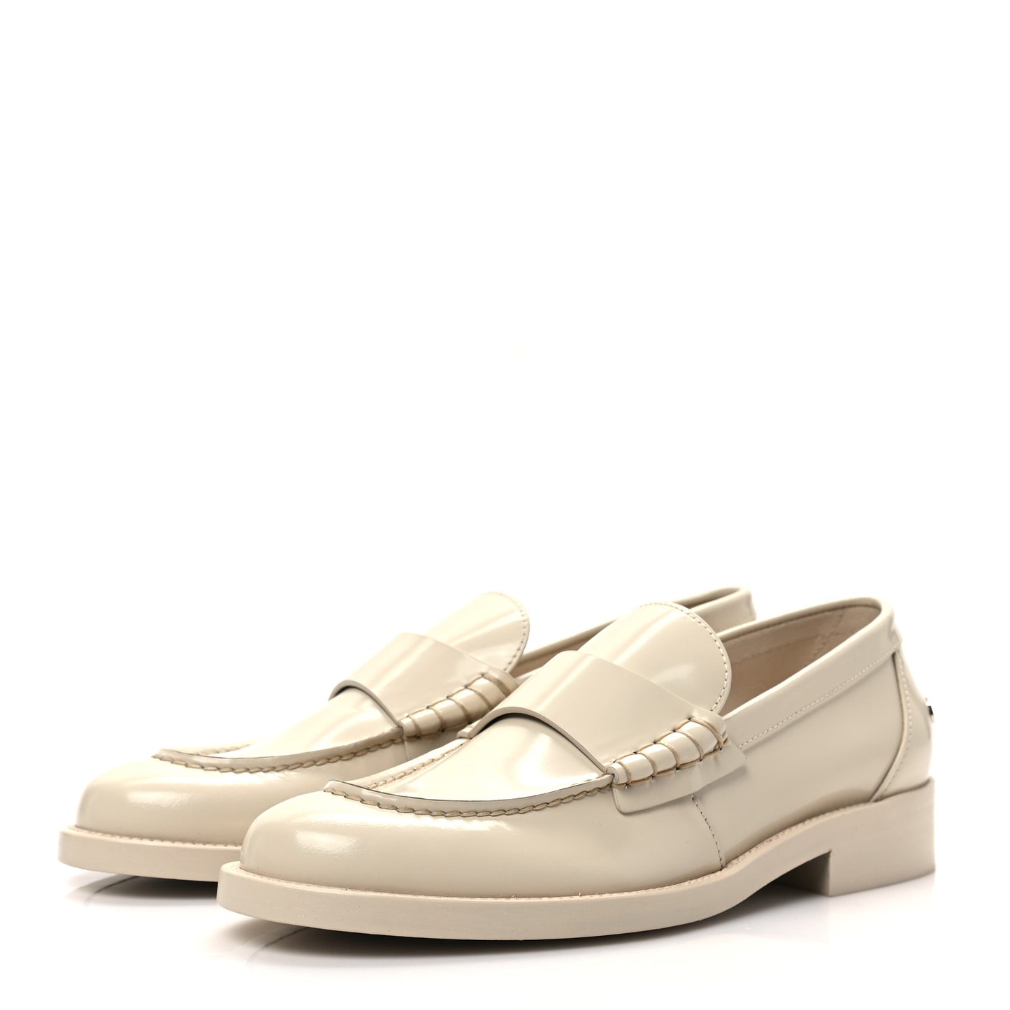 Shiny Calfskin Loafers 38 Beige