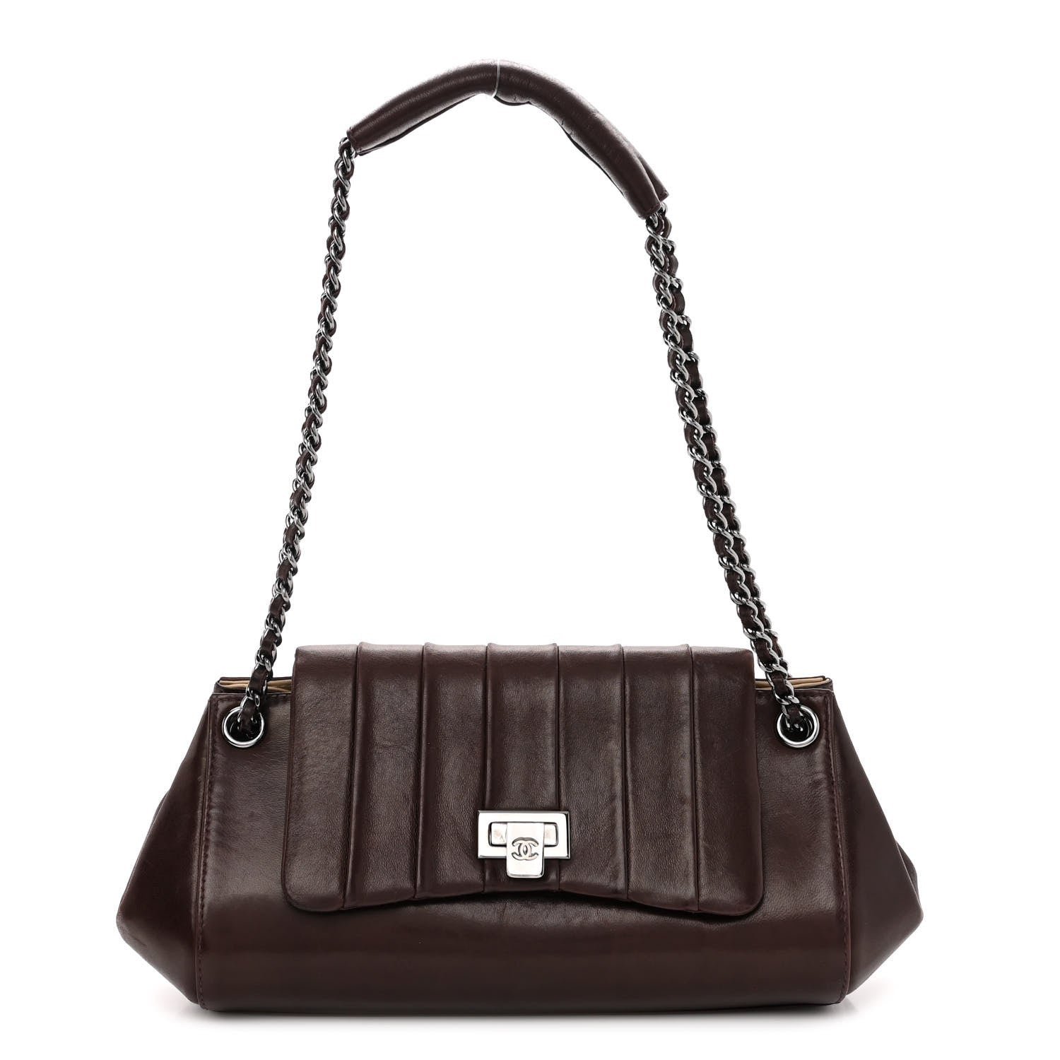 Chanel Lambskin Vertical Quilt Small Accordion Flap Brown 1 of 11
