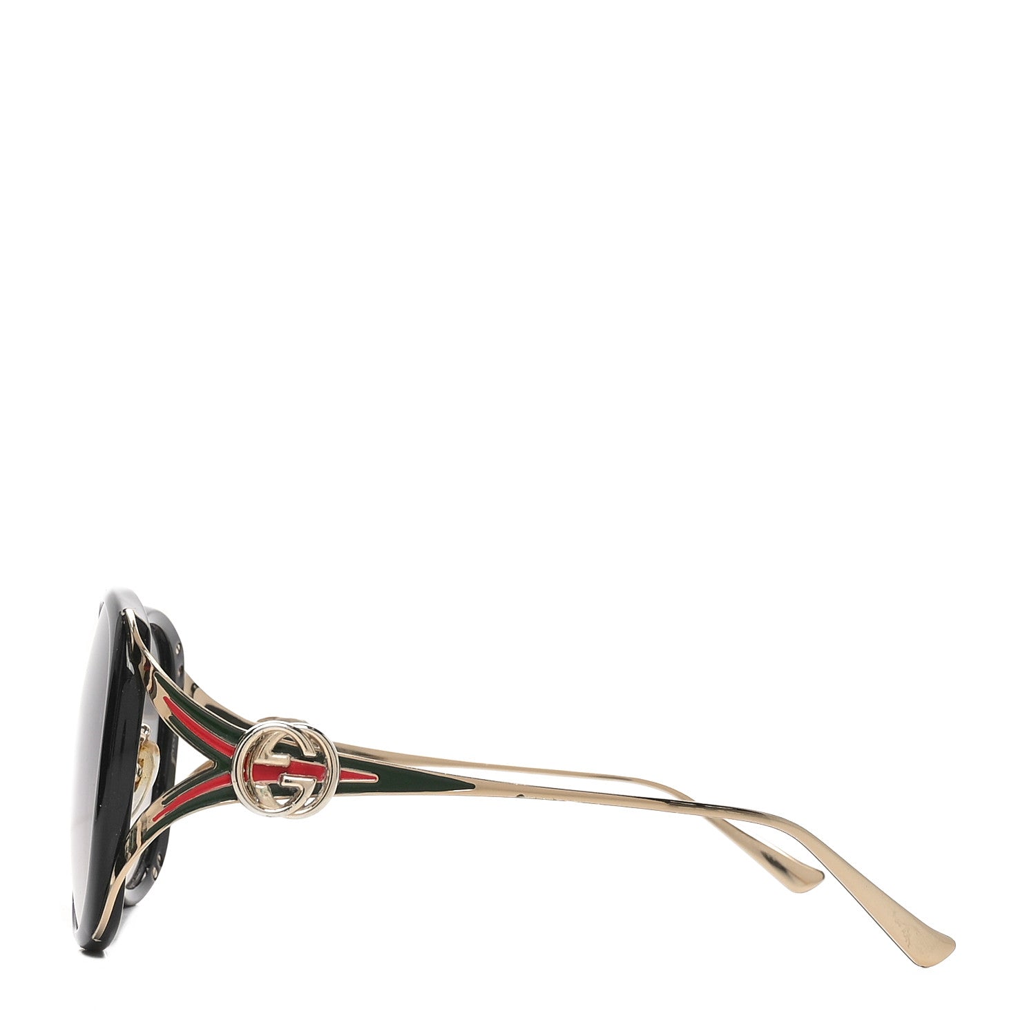 Gucci Metal Oversized Round Frame GG0225S Sunglasses Gold 3 of 7