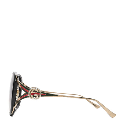 Gucci Metal Oversized Round Frame GG0225S Sunglasses Gold 3 of 7