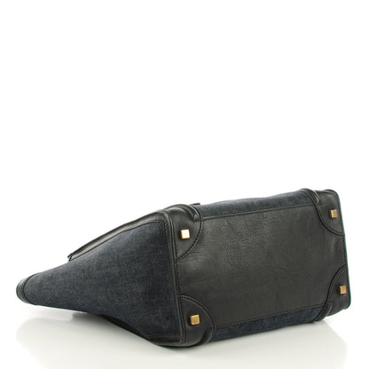 Celine Calfskin Denim Mini Luggage Navy Black 4 of 8