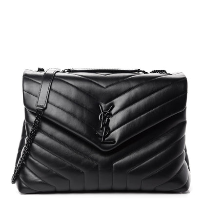 Saint Laurent Calfskin Y Quilted Monogram Medium Loulou Chain Satchel Black 1 of 11