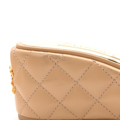 Chanel Lambskin Quilted Camelia CC Wedge Sandal Mules 38 Beige 14 of 15