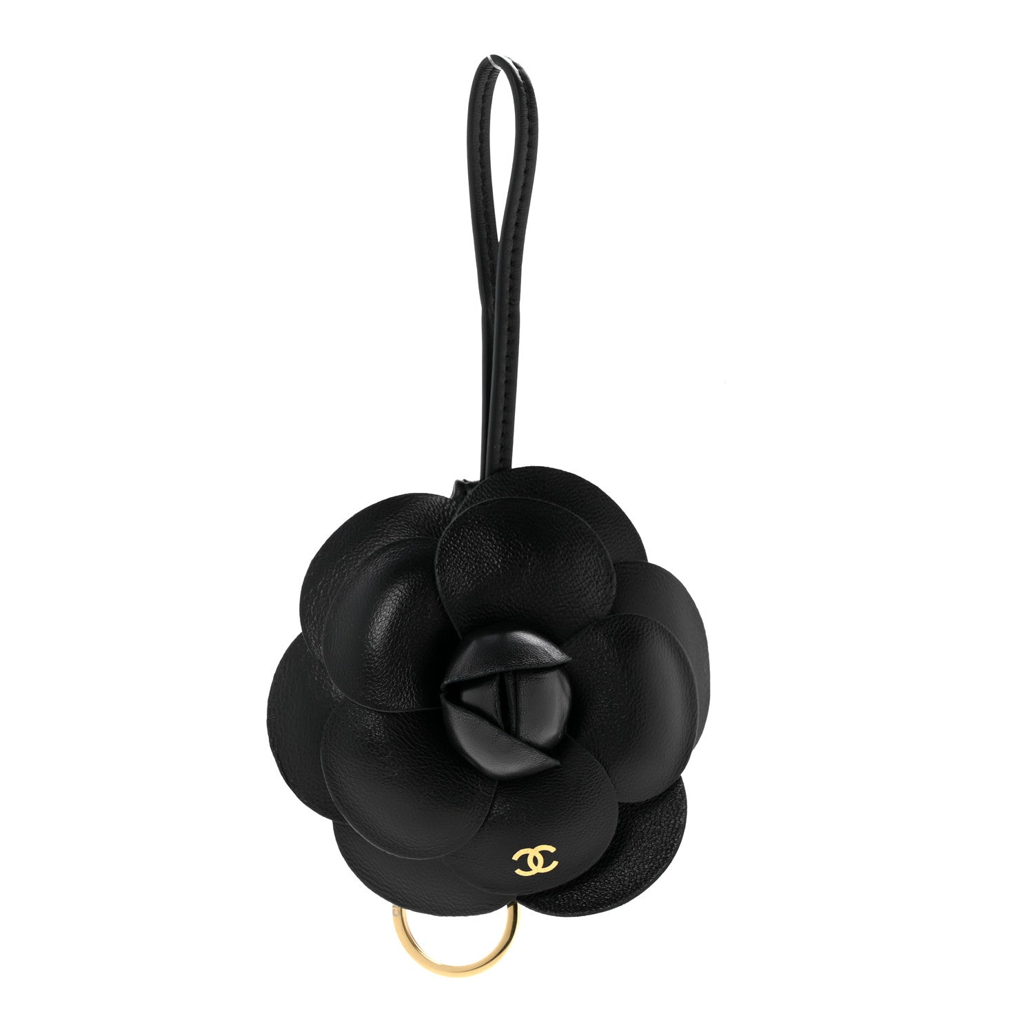 Chanel Lambskin Camellia Mini Bag Charm Black 1 of 5