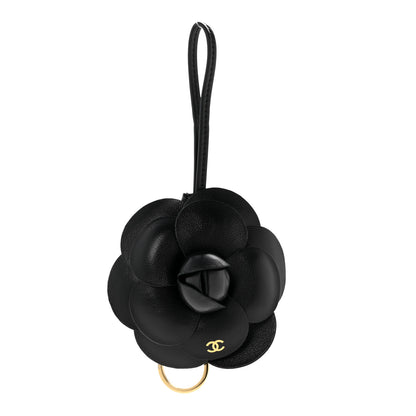 Chanel Lambskin Camellia Mini Bag Charm Black 1 of 5