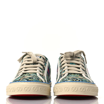 Gucci X LIBERTY OF LONDON Canvas Web Floral Print Womens 1977 Tennis Sneakers 37 Carta Acquamarine Navy Mystic White 2 of 7