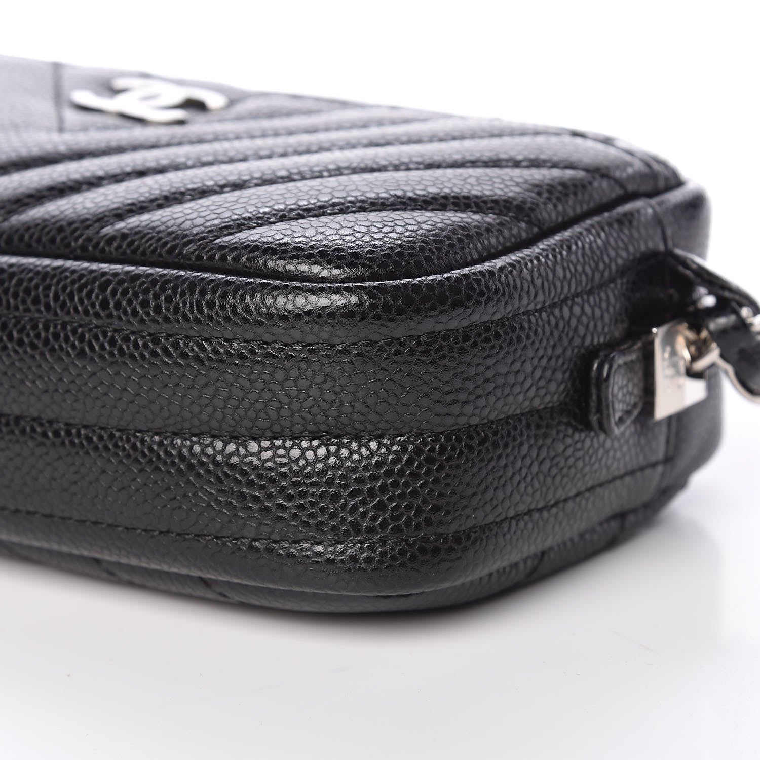 Chanel Caviar Chevron Quilted Camera Case Black 9 of 9