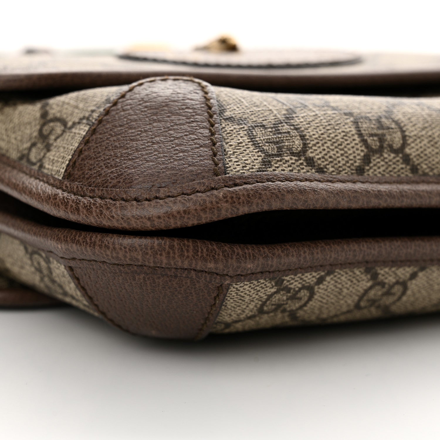 Gucci GG Supreme Monogram Web Small Neo Vintage Double Flap Messenger Bag Brown 9 of 13