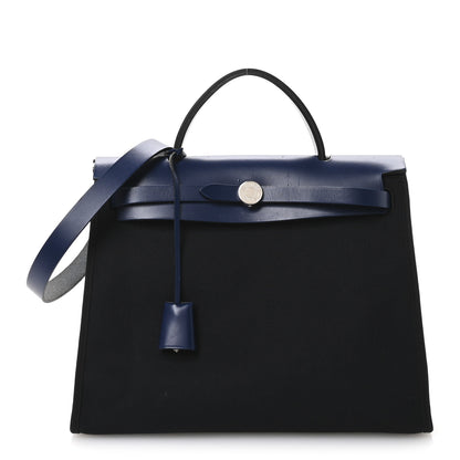 Hermes Military Toile Vache Hunter Herbag Zip 31 PM Bleu Marine Bleu Saphir 1 of 11