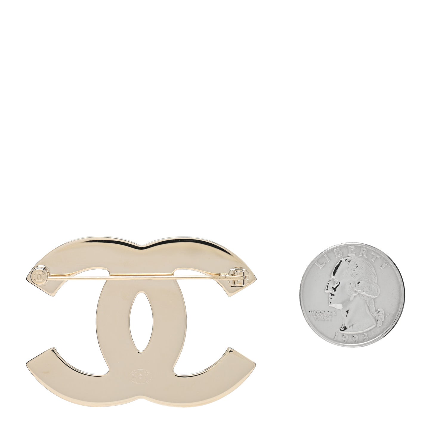 Enamel CC Brooch Black White Gold