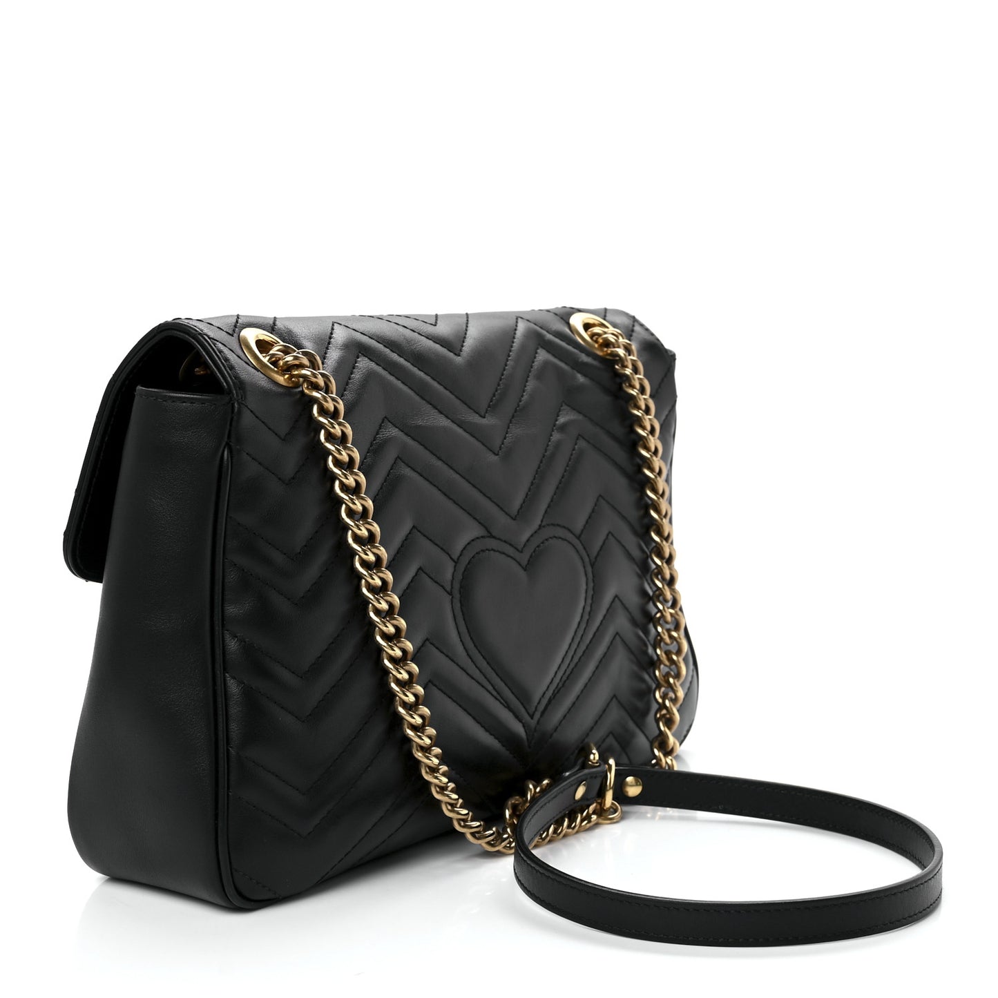 Calfskin Matelasse Medium GG Marmont Shoulder Bag Black