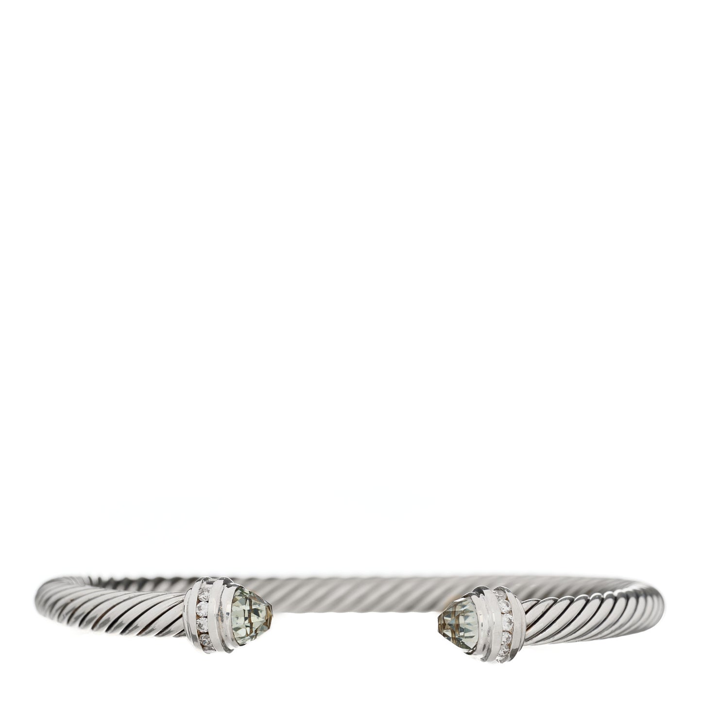 Sterling Silver Diamond Prasiolite 5mm Cable Classics Princess Bracelet