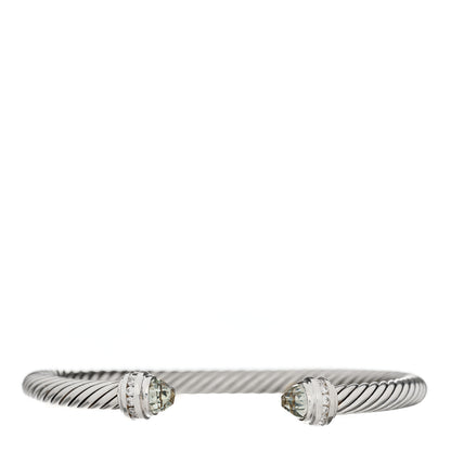 David Yurman Sterling Silver Diamond Prasiolite 5mm Cable Classics Princess Bracelet 1 of 4