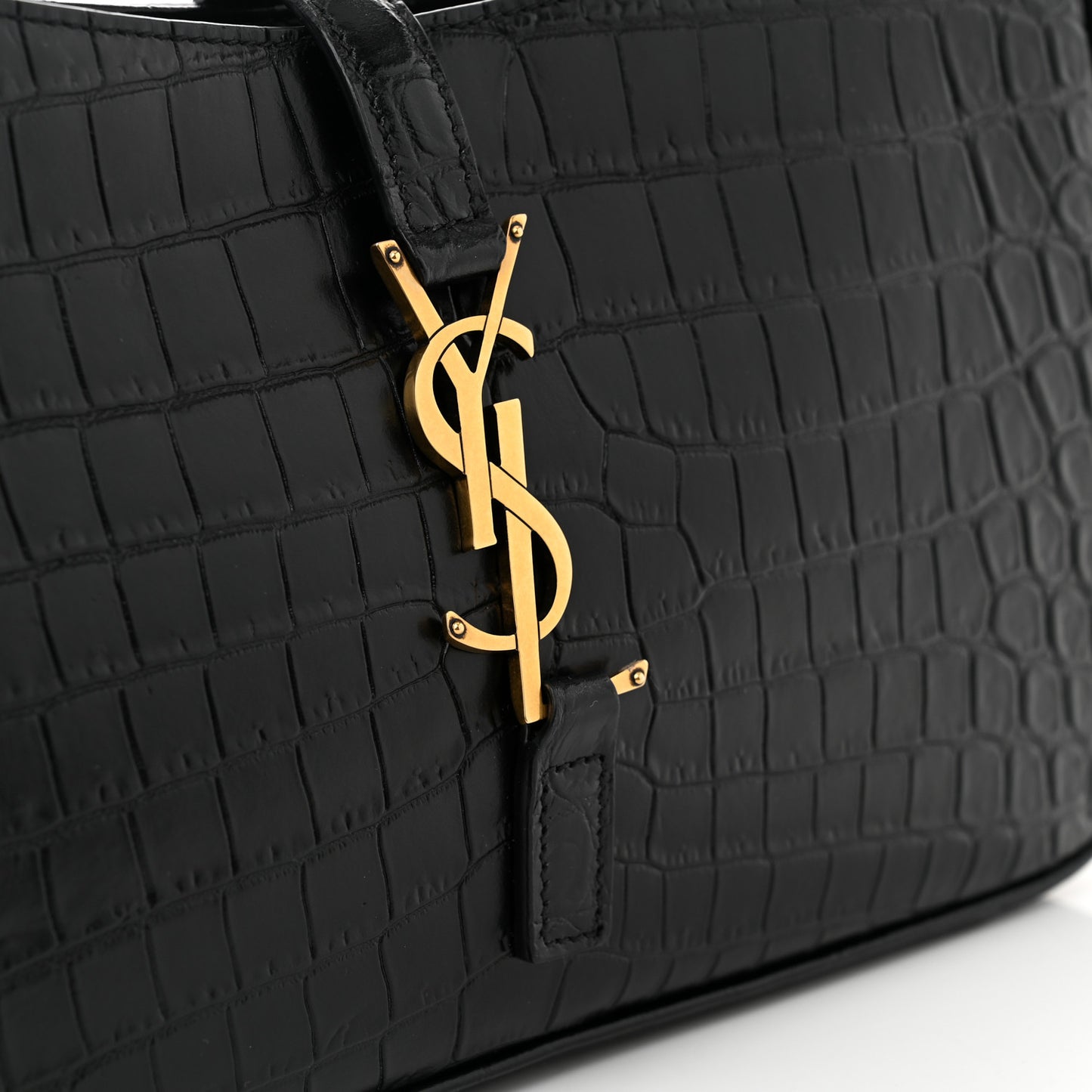 Calfskin Crocodile Embossed Le 5 A 7 Hobo Black