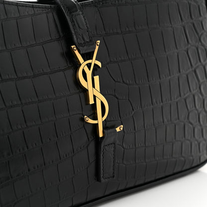 Saint Laurent Calfskin Crocodile Embossed Le 5 A 7 Hobo Black 12 of 12