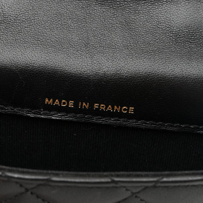 Chanel Lambskin Quilted Top Handle Flap Coin Purse With Chain Black 6 of 11