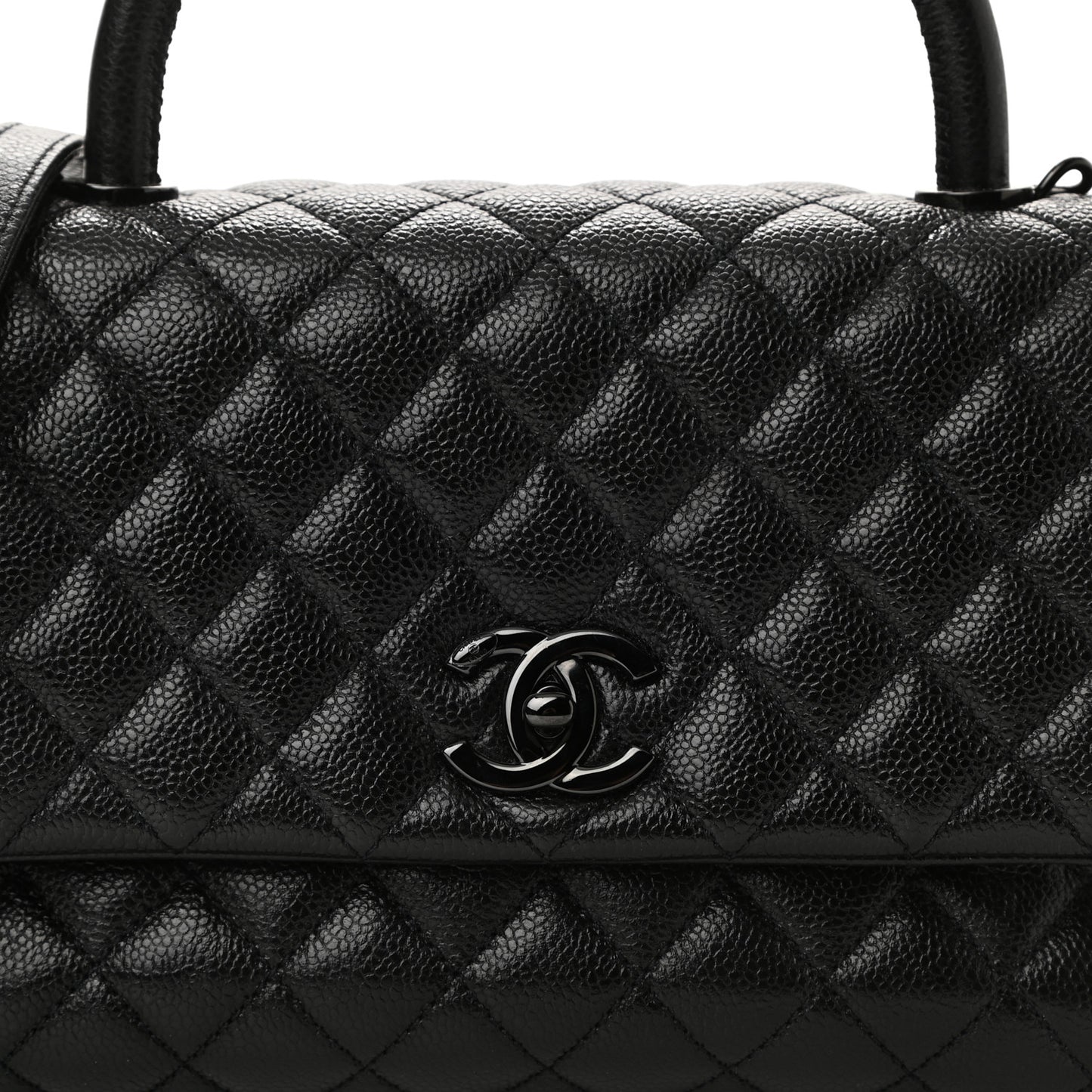 Caviar Quilted Small Coco Handle Flap So Black