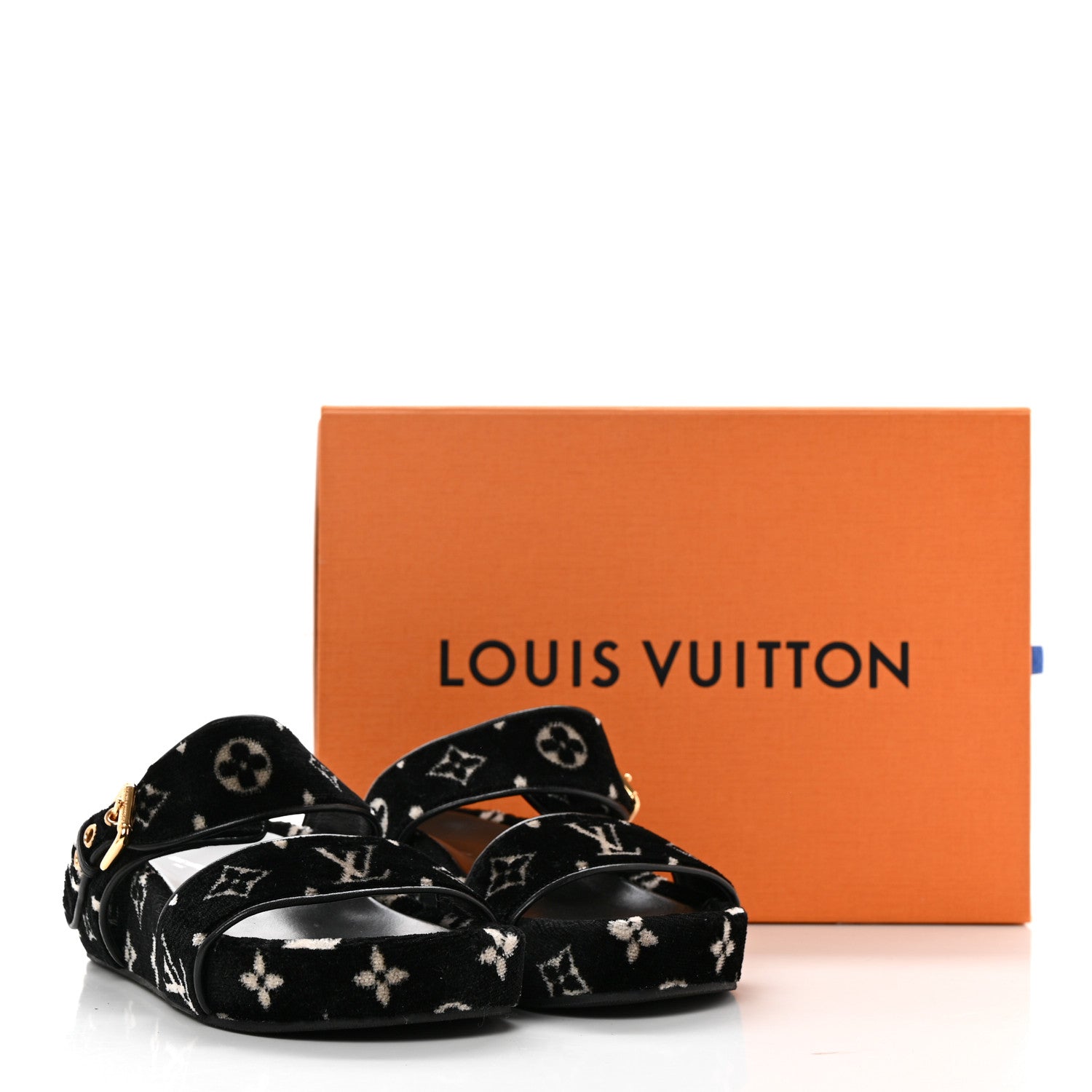 Louis Vuitton Velvet Monogram Jumbo Flatform Mule Sandals 36.5 Black White 11 of 11