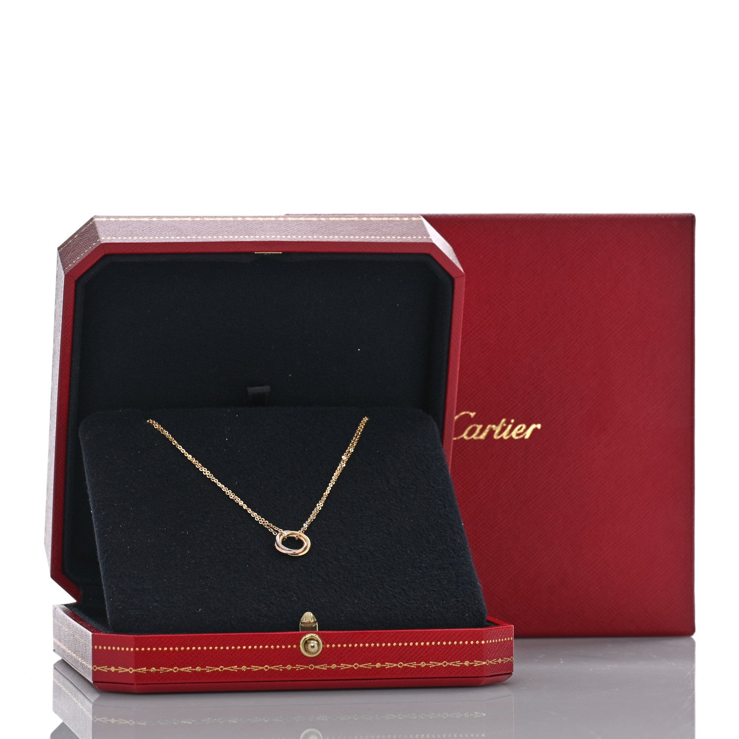 Cartier 18K Pink Yellow White Gold Trinity Double Chain Pendant Necklace 5 of 5