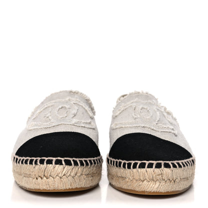 Chanel Canvas Velvet CC Espadrilles 39 Beige Black 2 of 12