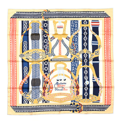 Hermes Silk Fantaisie D'etriers Scarf 90 Creme Marine Rouge 1 of 4