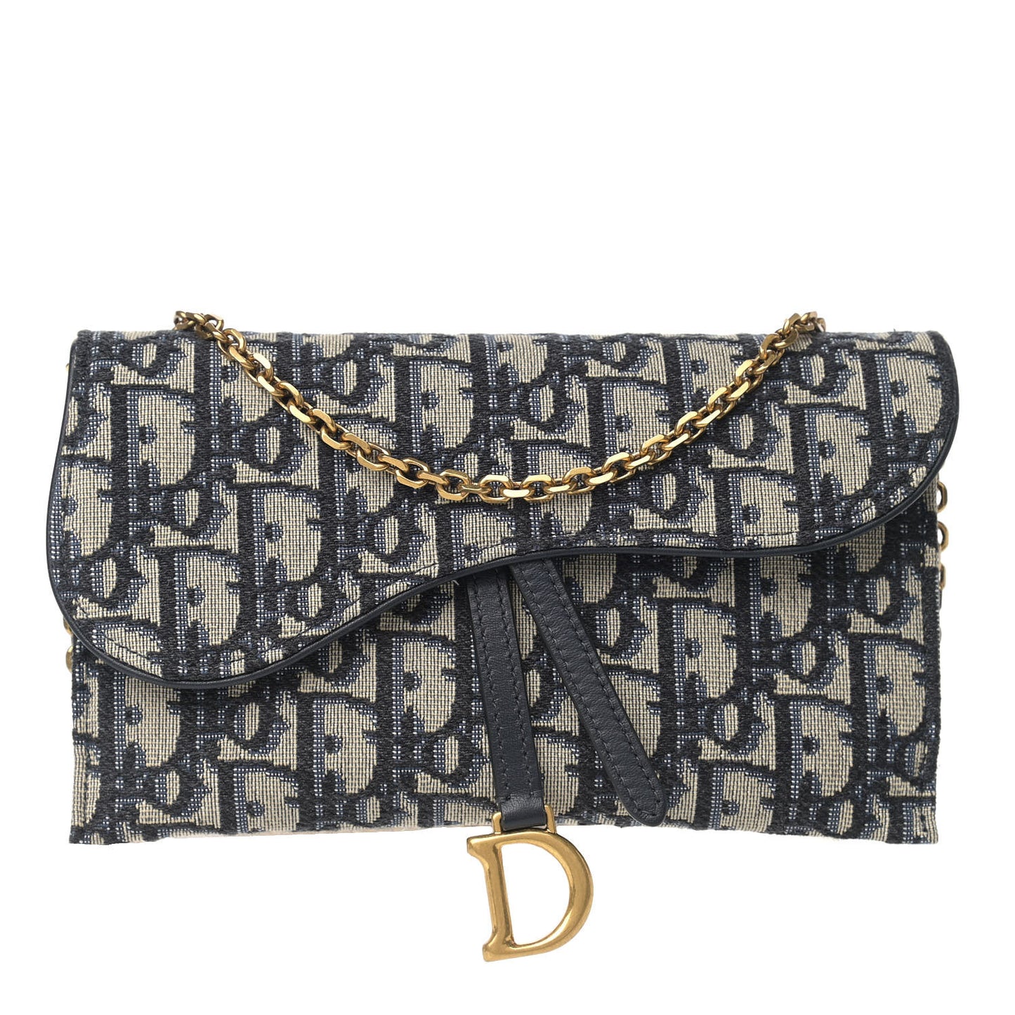 Oblique Saddle Chain Long Wallet Blue