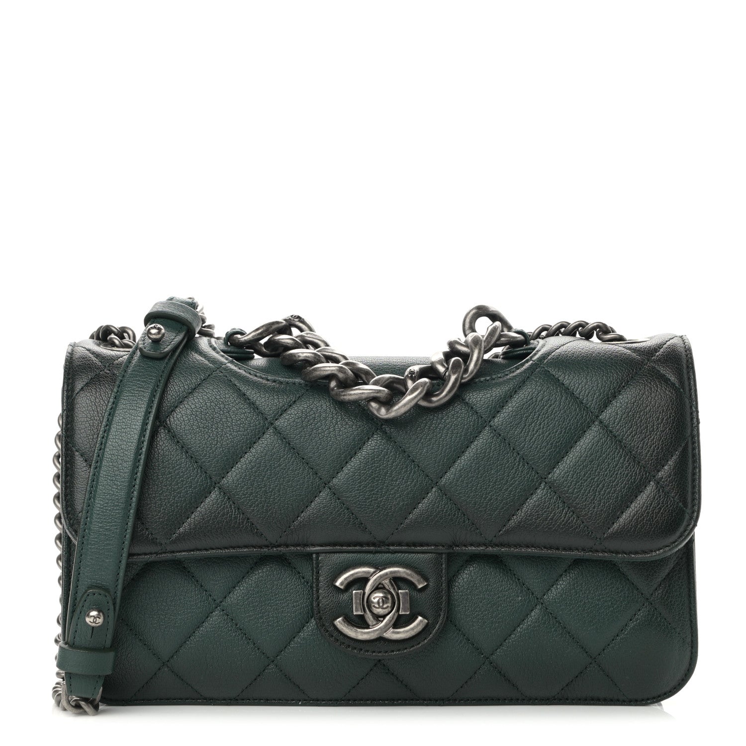 Chanel Goatskin Quilted Medium Perfect Edge Flap Green 1 of 10