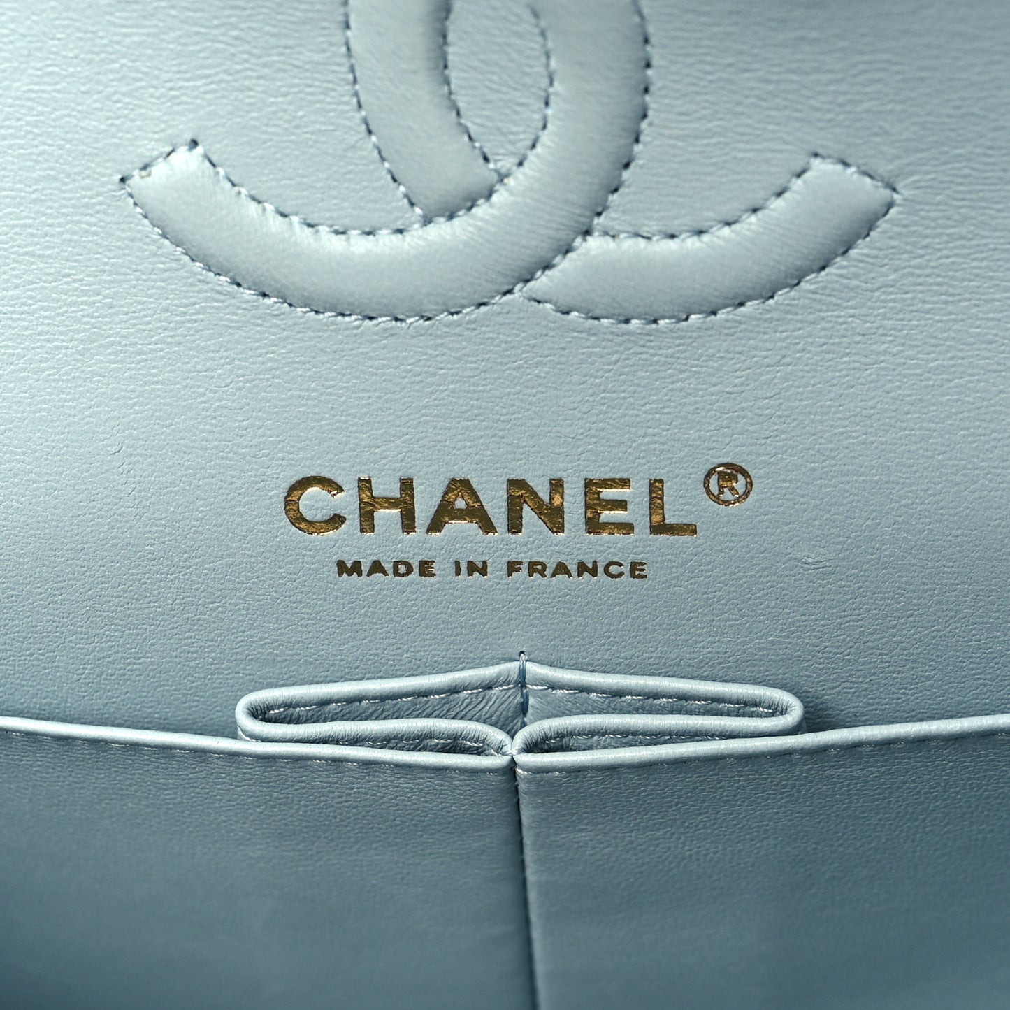 Caviar Quilted Small Double Flap Light Blue