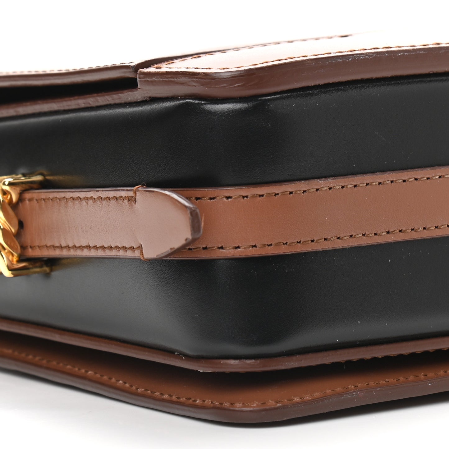 Smooth Calfskin Two Tone Small Grace Bag Malt Brown Black