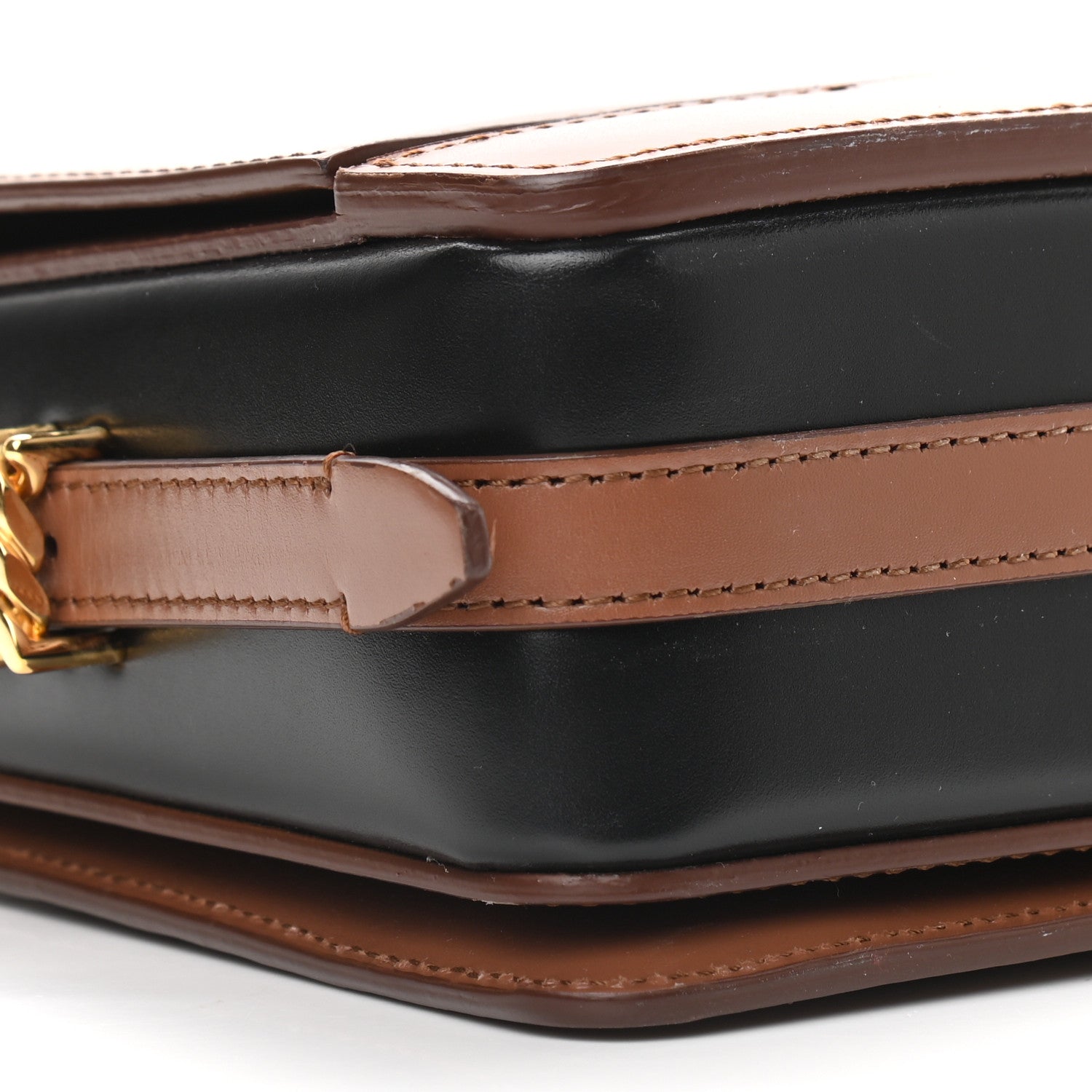 Burberry Smooth Calfskin Two Tone Small Grace Bag Malt Brown Black 5 of 9