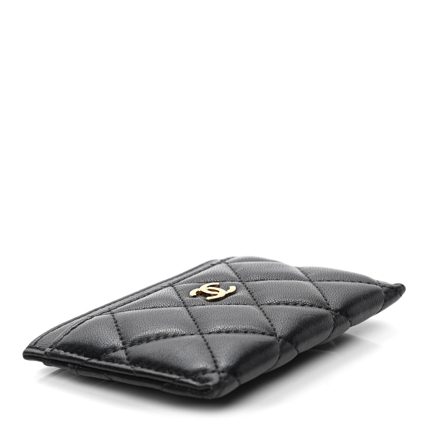 Lambskin Quilted Card Holder Black