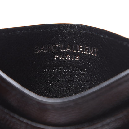 Saint Laurent Grain De Poudre Matelasse Chevron Monogram Credit Card Case Black 6 of 8