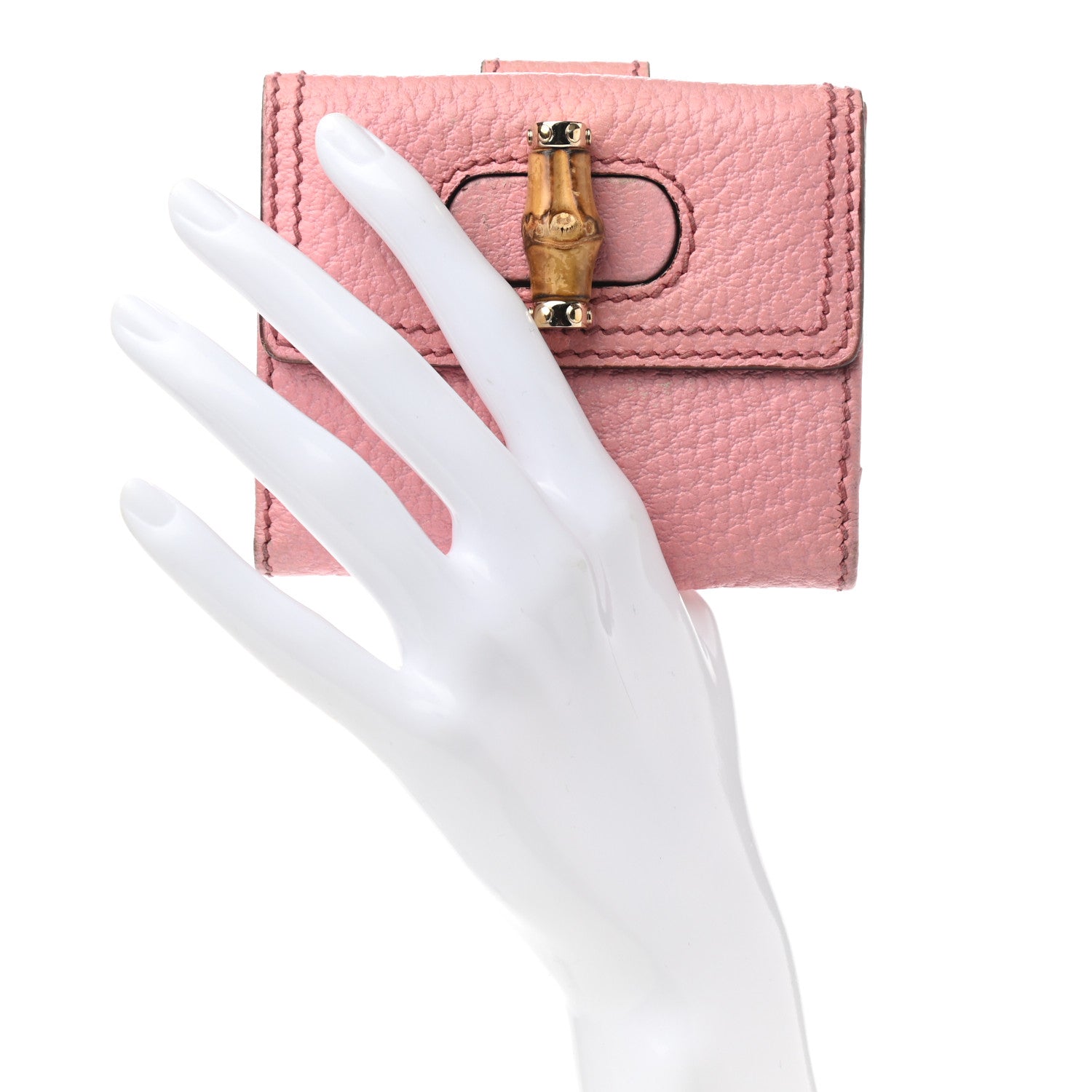 Gucci Calfskin Bamboo French Wallet Pink 2 of 8