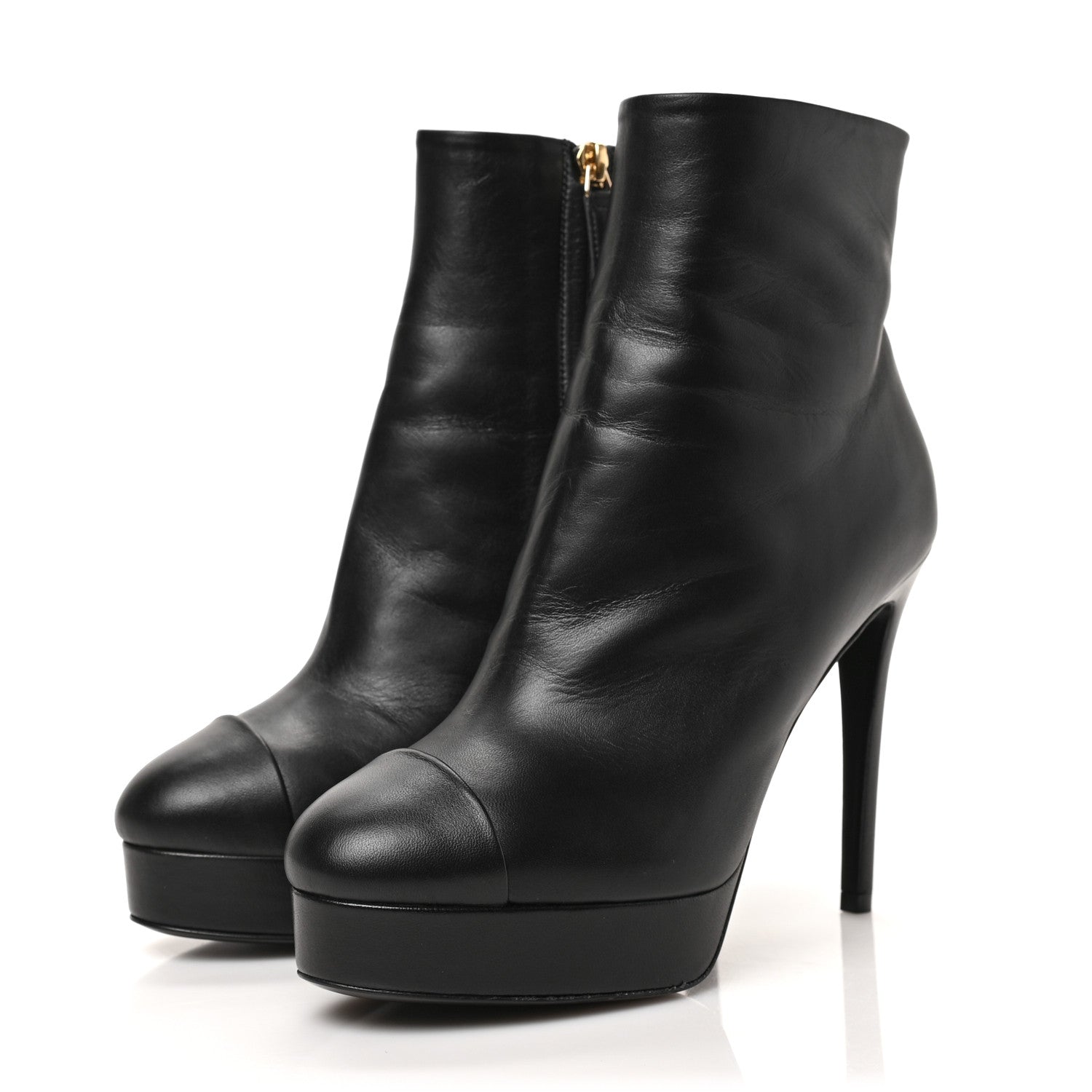 Chanel Lambskin Platform Ankle Boots 36 Black 3 of 8
