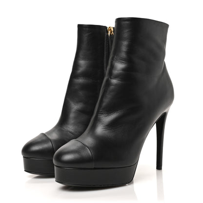 Chanel Lambskin Platform Ankle Boots 36 Black 3 of 8