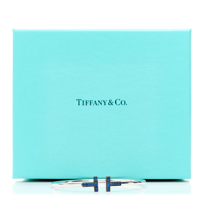 Tiffany 18K White Gold Blue Sapphire T Wire Bracelet 4 of 4