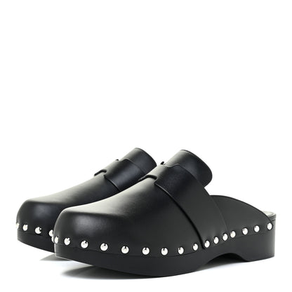 Hermes Calfskin Calya Mules 36 Black 3 of 8