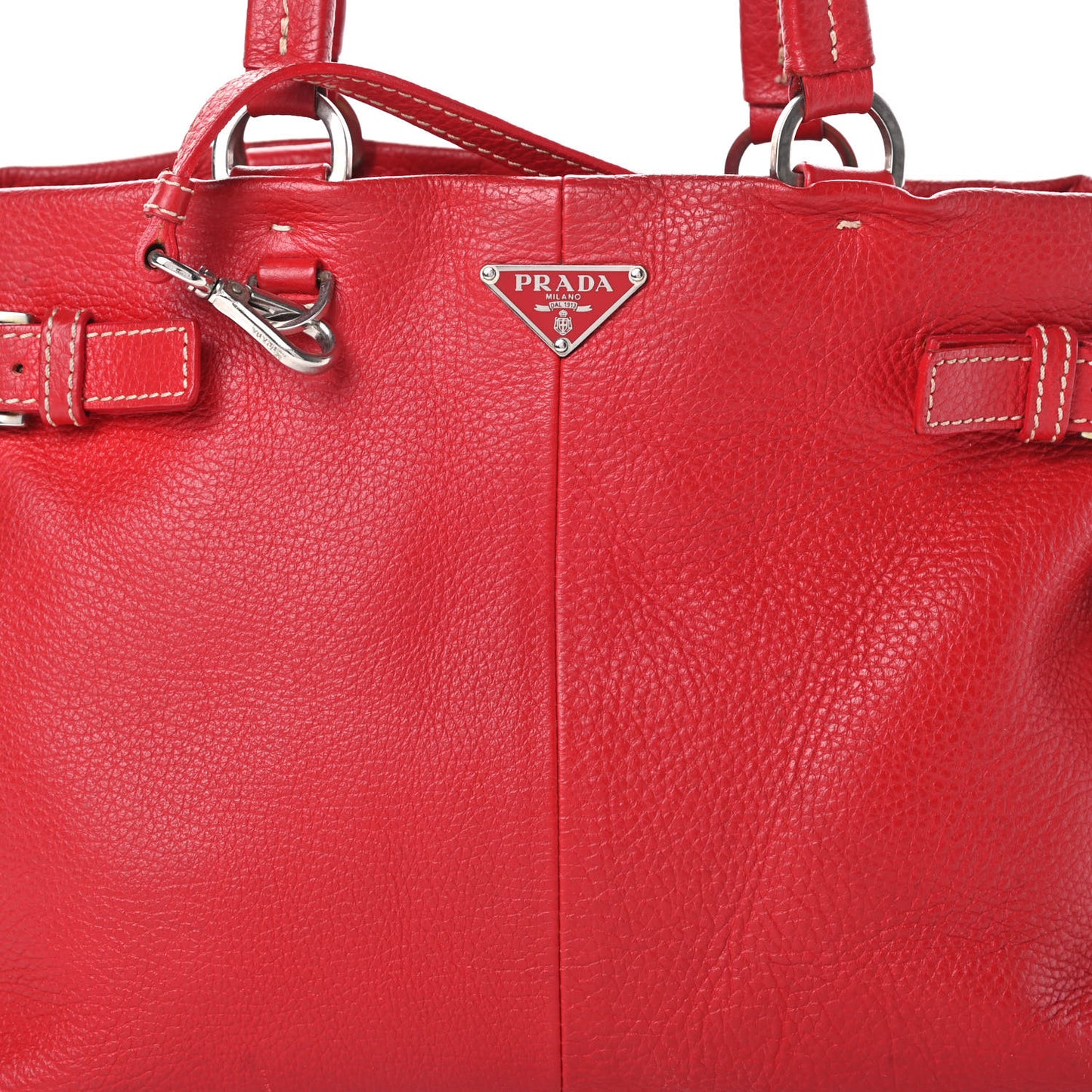 Vitello Daino Buckle Shoulder Bag Rosso